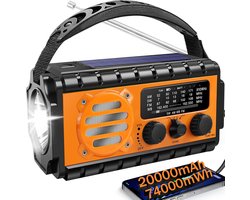 XSY 350 - Noodradio - 20000mAh PowerBank - Zonnepaneel - Leeslamp - Oranje