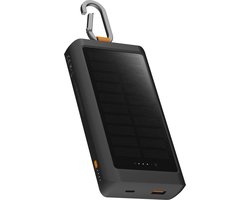 Xtorm Go2 Solar Powerbank - 10.000 mAh - 15 Watt - Zonnepaneel - Powerbank Zonneenergie - Zaklamp - Zwart - Noodpakket