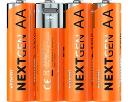Xtorm NextGen Oplaadbare AA Batterijen – USB-C Oplaadbaar – 4 Stuks – 1,5V – Tot 1500x Herlaadbaar – Inclusief Laadkabel