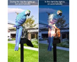 Xtraworks - buiten lamp - fakkel - werkt op zonne-energie - thema: blauwe Papagaai