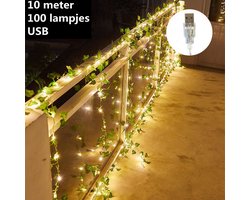 Xtraworks - led lichtsnoer esdoorn klimop slinger werkt op USB- 10 meter 100 lampjes