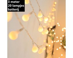 Xtraworks -Lichtsnoer-Led Lampjes Slinger-20 LED bolletjes- tuindecoratie- werkt Op Batterijen-3 meter (warm wit)