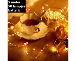 Xtraworks -lichtsnoer met parels- Decoratieve lichtsnoer -werkt op batterij 5 meter 50 lamp warm licht