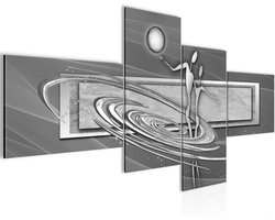 XXL Abstract Figuren Schilderij 200x100 cm - Kunstafdruk op Fleece Canvas voor Woonkamer of Slaapkamer