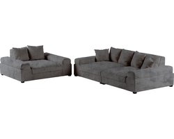 XXL Bankstel Fatguy Combo Donkergrijs Corduroy Ribstof bigsofa zetel - Hoekbanken en hoeksalon bij zetelsenbedden