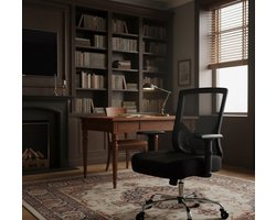 XXL Bureaustoel 200 kg – Extra Brede 56 cm Zitting – Ergonomische Office Chair met 14 cm Spring Cushion – Verstelbare Lendensteun – Traploze Kantelfunctie 90°-130° – Rubber Wielen – Inclusief Lendenkussen – 70×70×101 cm