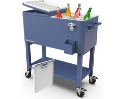 XXL Drankkoeler - Koeltafel op wielen - Buitenfeesten organiseren - Houdt dranken 36 uur koel - 75 Liter capaciteit - Blauw