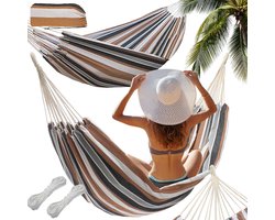 XXL dubbele hangmat met tas met trekkoord - comfortabel en sterk