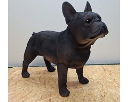 XXL Franse Bulldog Staand Beeld – Realistisch & Gedetailleerd – Zwart/Antraciet - 41cm hoog - polyresin - polystone - Decoratie - Woonaccessoires - Beeld