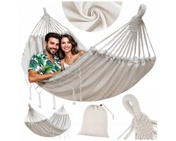 XXL Hamak 280x150cm 2 Persoons 150kg Katoen Boho Stijl