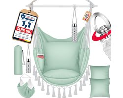 XXL Hangstoel voor Binnen en Buiten - Comfortabel Schommelstoel voor Volwassenen en Kinderen tot 150 kg - Inclusief Draagtas