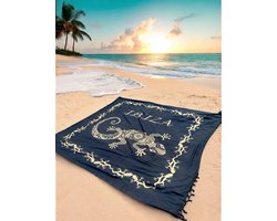 XXL Ibiza strandlaken - 240x210 - Zwart/goud - strandkleed - tweepersoons strandlaken -