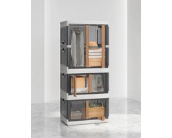 XXL Opbergbox Set met Deksel – 1x 180L + 2x 94L – Stapelbare, Opvouwbare Kunststof Opbergdozen met Wielen, Uittrekbare Kledingkast & 5 Kleerhangers – Multifunctionele Organizers voor Kleding, Speelgoed, Slaapkamer & Camping - House&Garden