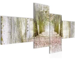 XXL Schilderij Boslandschap 200x100cm Wanddecoratie Fleece Canvas Print Woonkamer Slaapkamer