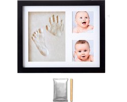 XYZ Goods Baby Fotolijst - met Klei Afdruk Voet en Hand ( Gipsafdruk baby ) - Kraamcadeau Jongen / Kraamcadeau Meisje - Babyshower - Kraampakket / Geboorte Cadeau - Baby Artikelen - Zwart
