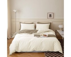 Y-NOT - Crispy Cotton Two Tone - Dekbedovertrek - Katoen - Tweepersoons - 200x200/220 cm - Off White - Zand