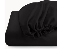 Y-NOT - Hoeslaken - Mat Satijn The Way I Am Obsidian Black - 90x200+30 cm - Zwart