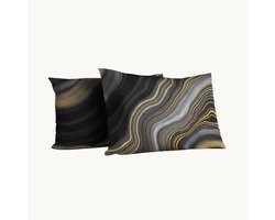 Y-NOT Kussenslopen Set - Mat Satijn Marmer Goud Zawart - 60x70 cm - 2-pack - Zachte Kussenhoezen voor Comfortabele Nachtrust