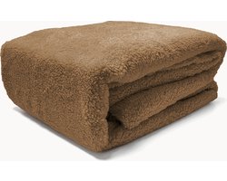 Y-not® - Teddy / fleece stof 220gr/m2 Matras Hoeslaken Pumpkin Latte - Hoog knuffelgehalte - 140x200+30cm - 2 persoons - tot 25 Matrasdikte - Taupe