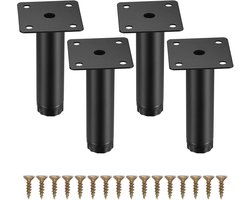YAGXIG 4 stuks meubelpoten - metalen kastpoten - 4"/10cm - verstelbaar - meubelsteunvoeten - voor planken, tafels, stoelen, kastmeubilair - verstelbare meubelpoten - zwart