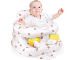 YAGXIG Opblaasbaar babyzitje - Babyleerstoel - Opblaasbaar zitje - Geschikt voor baby's vanaf 6 maanden - Ingebouwde luchtpomp - Met rugsteun - Kan op de grond worden geplaatst - Geschikt voor jonge kinderen om te zitten, reizen en voeden.