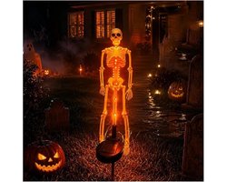 YAGXIG Skull Land Plug-in Light-Solar Garden Light Outdoor Garden Light-Halloween Decoratief Licht-Realistisch Gloeiend Bot Standbeeld-Solar Garden Pile Light-Halloween Skull Light-1 Stuk-Oranje Licht