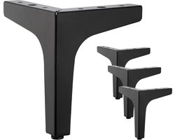 YAGXIG Verpakking van 4 zwarte metalen meubelpoten van 15 cm - voor kasten, banken, salontafels, tv-meubels en andere meubelpoten.