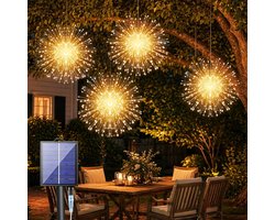 YAGXIG Vuurwerkverlichting - Buitenverlichting op zonne-energie - Tuinverlichting - Lichtsnoer - Paardenbloemverlichting - 8 standen, waterdicht IP65-360 LED - Tuindecoratie voor terrassen en balkons - 4 stuks