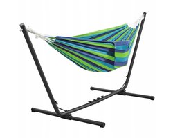 Yaheetech Hamak ze Stelażem Wielokolorowy dla 2-3 Osób, Max 205 kg