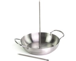 Yakiniku - BBQ Accessoires Grillschaal met 2 Spiezen - BBQ Accessoire Kamado - Roestvast Staal - Zilver - Kebab Grill -