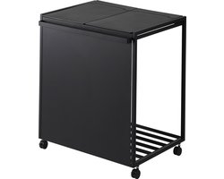Yamazaki Afvalscheidingsprullenbak met wielen - 2 comp - Tower - Zwart
