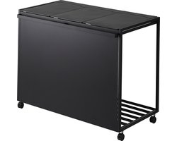 Yamazaki Afvalscheidingsprullenbak met wielen - 3 comp - Tower - Zwart