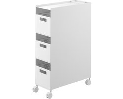 Yamazaki Tower Opbergmanden op wielen 3-laags - Wit