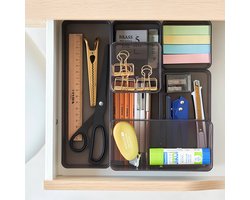 Yamazaki Zwarte stapelbare ladebakjes - 8 x 8 x 3.7 cm (S) - Per 2 stuks - Kunststof