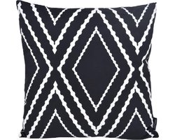 Yana Black Kussenhoes | Katoen / Polyester | 45 x 45 cm | Zwart/Wit