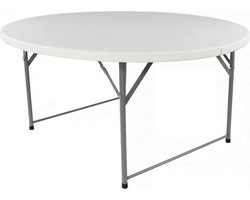 YAR Inklapbare Tafel rond – Vouwtafel - Klaptafel - Plooitafel - Opvouwbare ronde tuin tafel - 122x74 cm - Wit