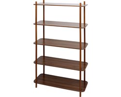 YASHome - japandi Boekenkast met 4 planken - Boekenrek - Industrieel - Hout - Donkerbruin - 80 x 30 x 129 cm