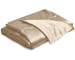 YASMENG Satijnen deken 220x240 Beige - Verkoelende zijdezachte zomerdeken, licht, zacht, luxe, glad, glanzend - Bedsprei Knuffelige deken voor bed, bank, bank, slaapkamer, kantoor, reizen