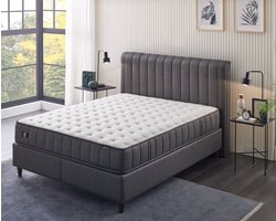 YATAS Ionic Energy - Boxspring - 160x200 cm - Complete Boxspring - Pocketvering - Boxspring met Opbergruimte - Slaapkamerbed - 1 x Matras - 2 x Bedbox - 1 x Hoofdbord- Stijlvol - Comfortabel