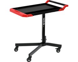 YATO YT-08955 Verrijdbare Werkplaatswagen / Mobiele Servicetafel - In Hoogte Verstelbaar (89-122 cm) - Met EVA Anti-slipmat & Sortiebak - 2 Wielen met Rem - Stalen Laptoptafel voor Werkplaats