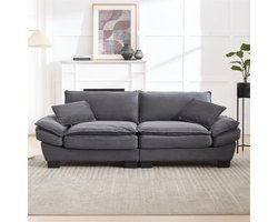 YEHTOKHOME 2-Zits Bank - Comfortabel Gestoffeerde bank met armleuning - Tweepersoonsbank met 2 lendenkussens - Minimalistische stijl - Velvet - Donkergrijs
