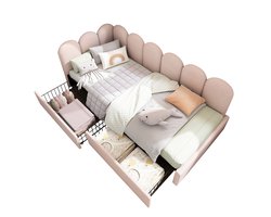 YEHTOKHOME Gestoffeerd bed Eenpersoonsbed Opbergbed met Lades - 90x200 cm - Fluweel Jeugdbed Slaapbank met Opbergruimte - Lattenbodem - Roze (zonder matras)