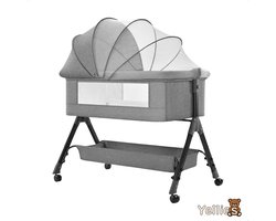 Yellies Co Sleeper - Baby Bed - Peuterbed - Meegroeibed - Schommelfunctie - Verstelbaar - 3 In 1 - Incl. NL Handleiding - Grijs