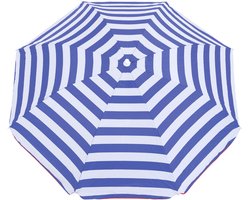 Yello Parasol UV50+ 160 cm - Verstelbare Strandparasol - Blauw/Wit Gestreept - Inclusief Draagtas
