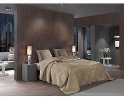 Yellow Bed Sprei Audrey - Bedsprei 2 persoons - Weving patroon - 270x260 cm - Beige