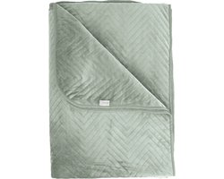 Yellow Bed Sprei Madeline - Bedsprei 2 persoons - Visgraat patroon - 270x260 cm - Groen