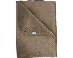 Yellow Bed Sprei Madeline - Bedsprei Eenpersoons - Visgraat patroon - 180x260 cm - Taupe