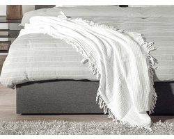 Yellow Timeo Plaid - 100% Katoen-Wafel - 140x200 - Wit