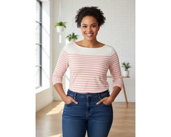 YEST CURVE Jamila Tops - Off White/Pink - maat 1(48)