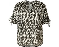 YESTA Bellana Essential Blouse - Ecru/Black - maat 2(50)